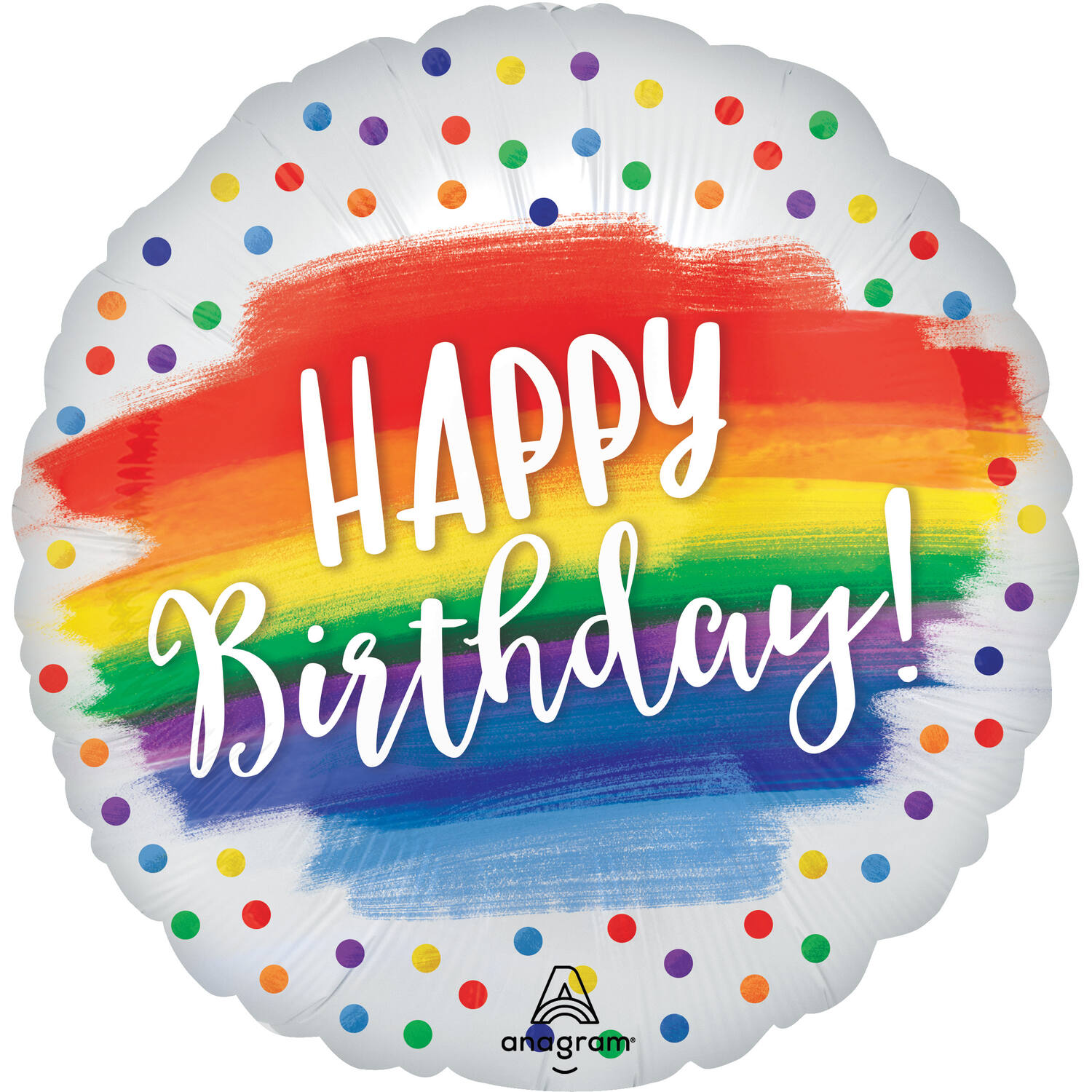Foil Balloon - "HAPPY Birthday!" - Dots - Satin - 45 cm